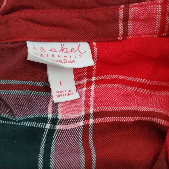 Womens Maternity red, black and white flannel tunic tie top - Picture 4 of 4